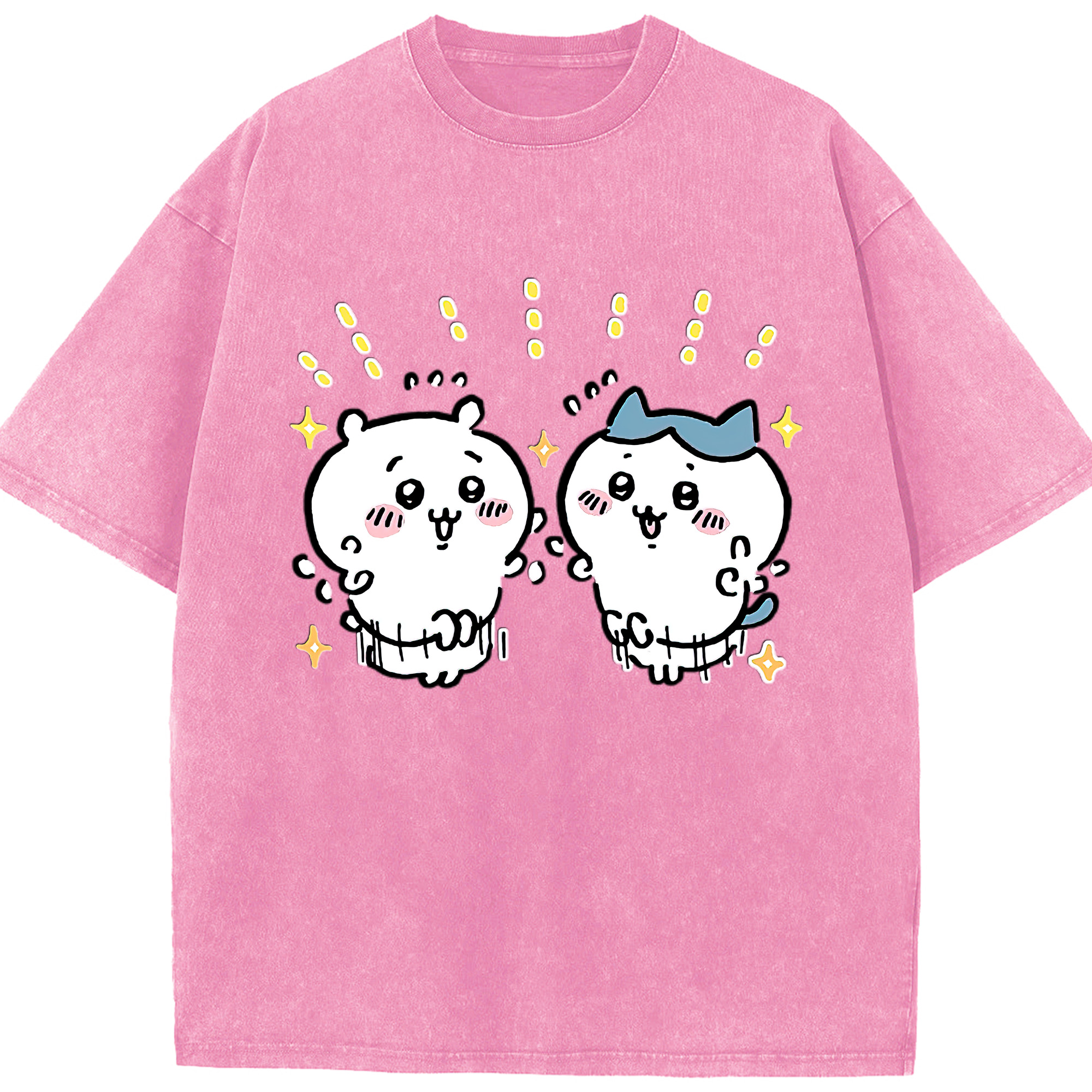 （画像用） ちいかわ ハチワレ Chii-kawa hachiware 綿100% ヴィンテージ風 半袖Tシャツ（フロントプリント）